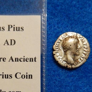 Roman Empire Ancient Silver Denarius Coin, Antoninus Pius 138-161AD, 2.6 grams, 18mm