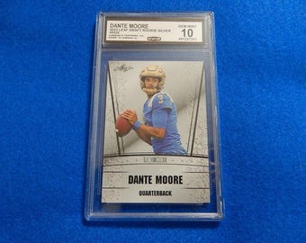 2023 DANTE MOORE Grade 10 Slabbed Leaf Draft Silver Rookie Card #RS-29