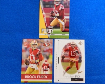 BROCK PURDY Rookie Football Cards Lot of 3, San Francisco 49ers