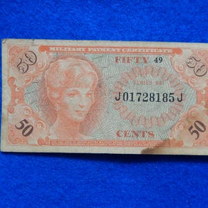 1964 Military Payment Certificate (MPC), Series 641, 50 Cents, Vietnam War vintage collectible note