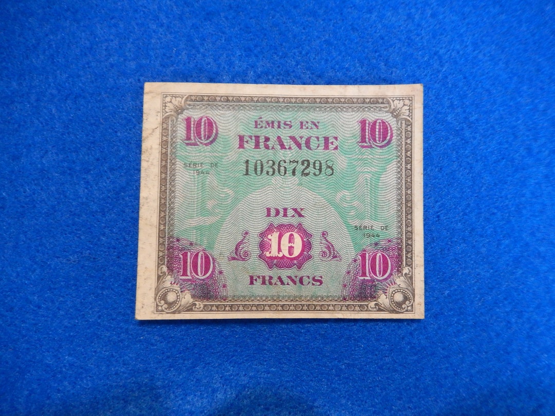 未使用 1944年 フランス 軍票 France 10フラン francs 紙幣 il_1080xN.5679553934_lz2s.jpg