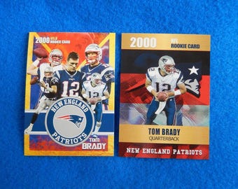 TOM BRADY 2000 Rookie Football Cards Lot of 2, New England Patriots