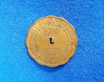 Coal Scrip Token: JEWELL RIDGE COAL, Jewell Ridge Virginia, 5 Dollars, vintage