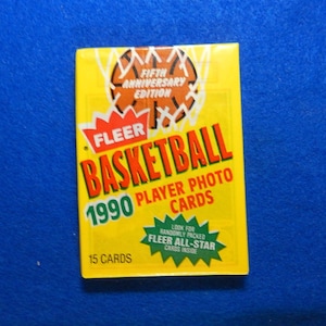 Paquet de cire de cartes de basket-ball Fleer 1990-91 scellé, possible Michael Jordan Chicago Bulls, non ouvert