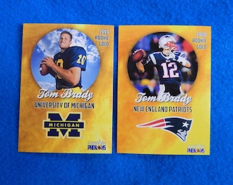 TOM BRADY Rookie Football Cards Lot of 2, New England Patriots & Michigan