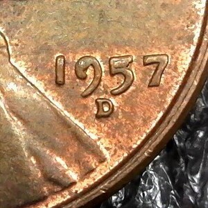 Multiple Error Coin: 1957D/D Lincoln Wheat Cent RPM Die Chips & Crack