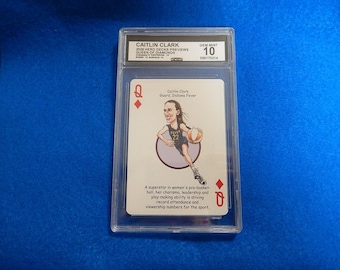 Graded CAITLIN CLARK 2024 Hero Decks Basketball Playing/Trading Queen of Diamonds Card CCG 10