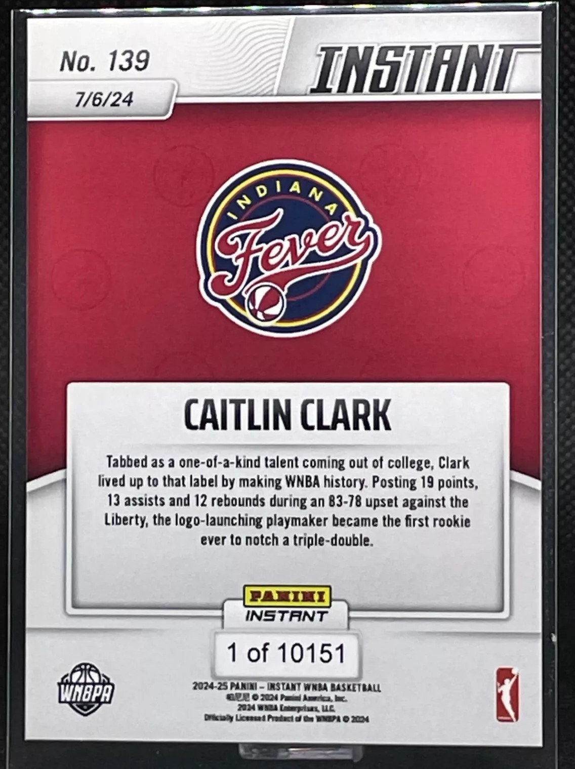 2024 PANINI INSTANT WNBA Caitlin Clark Draft Night Rookie Rc Dn-1 $29