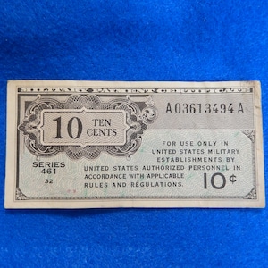 1946 Military Payment Certificate (MPC), Series 461, 10 Cents, vintage collectible note