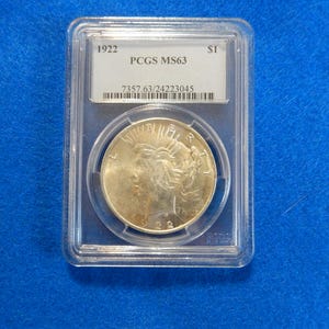 1922 SILVER PEACE Dollar - PCGS Graded Original Uncirculated MS63 - Beauty!