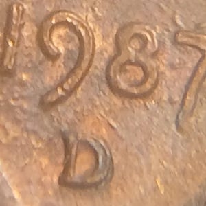 ERROR Coin: 1987-D/D Lincoln penny/cent RPM Repunched Mint Mark