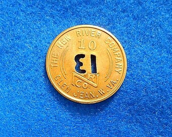 Coal Scrip Token: The New River Coal Co., Glen Jean, West Virginia, Fayette Co. - 10 cents, vintage 1946