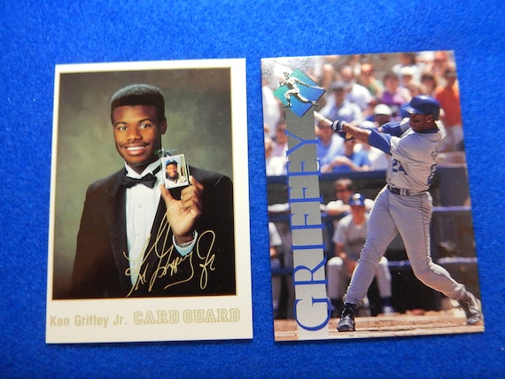 1989 KEN GRIFFEY Jr. Rookie rare Print Error Card + 1995 PKK Promo Baseball Card, Seattle Mariners, Like New 1989 KEN GRIFFEY Jr. Rookie rare Print Error Card + 1995 PKK Promo Baseball Card, Seattle Mariners, Like New