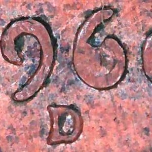 ERROR Coin: 1960-D Lincoln penny with Die Chip Filled 6