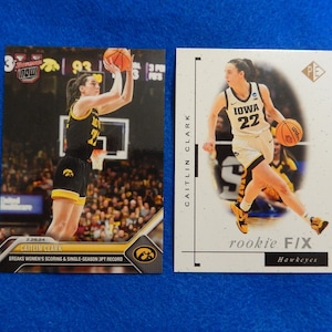 Lot of 2 Caitlin Clark Iowa Rookie Basketball Cards - Bowman Now & Prospector&#39;s Edge, Near Mint