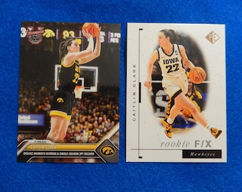 Lot of 2 Caitlin Clark Iowa Rookie Basketball Cards - Bowman Now & Prospector's Edge, Near Mint