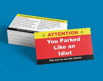 You Parked Like an Idiot, Bad Parking Cards - Lot of 10