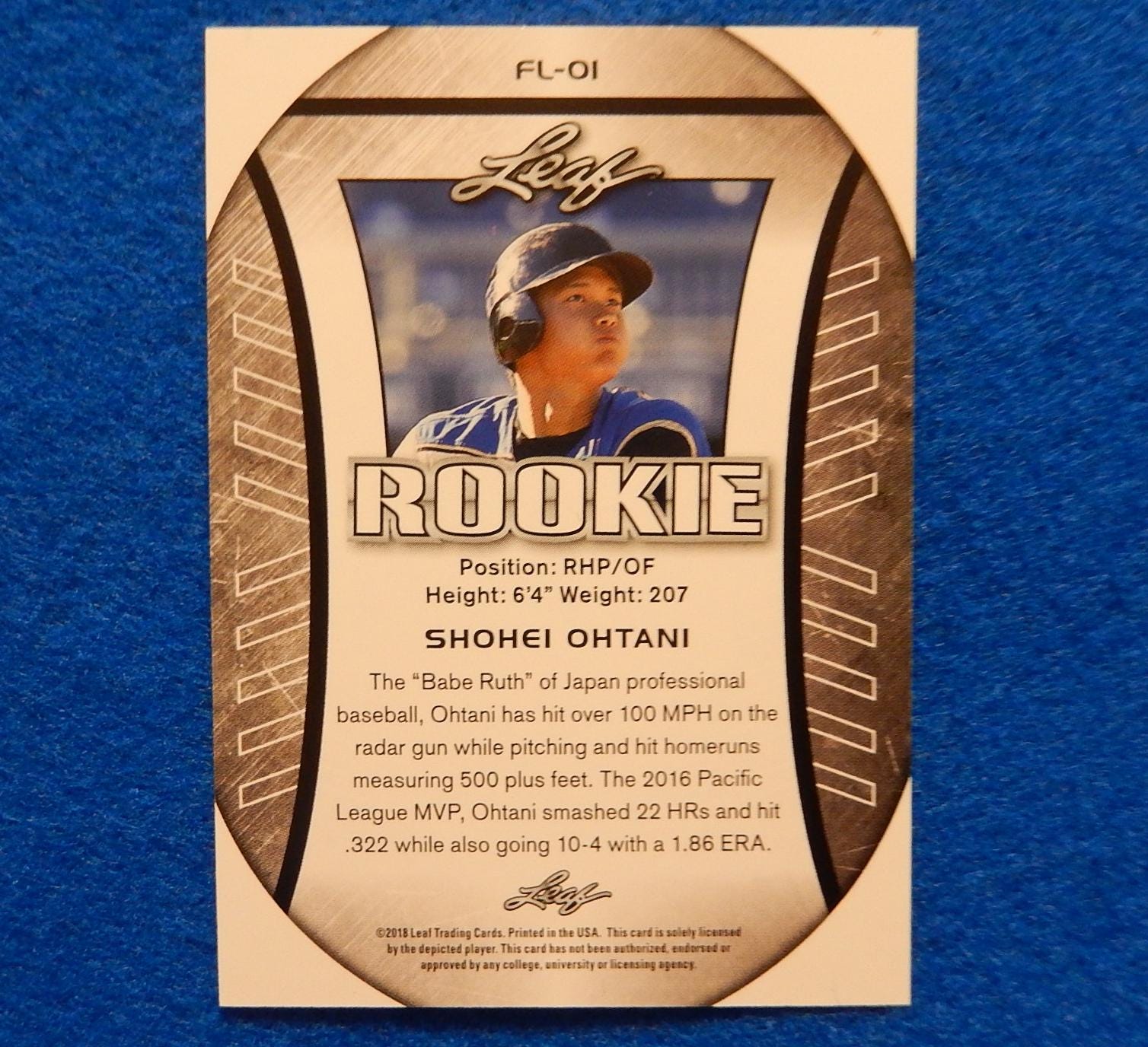 SHOHEI OHTANI 2018 Leaf Exclusive Edition Rookie Card FL-01, Near