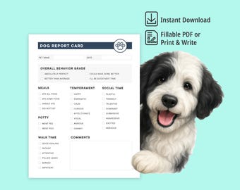 Boletín de calificaciones canino, Boletín de calificaciones de mascotas editable, Boletín de calificaciones de hospedaje canino, Boletín de calificaciones de guardería canina, Boletín de cuidador de mascotas, Hospedaje de mascotas, Guardería canina