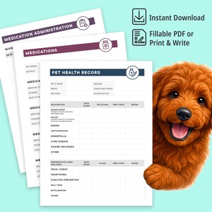 Pet Health Record, Digital Pet Planner, Dog Record, Pet Care Log, Pet Tracker, Dog Care Planner, Dog Organizer, Puppy Record, Vaccination