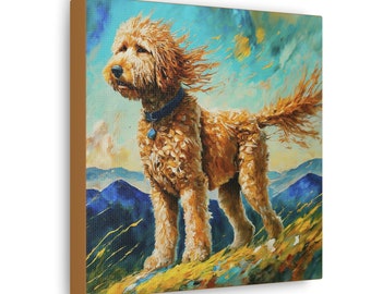 Goldendoodle Mom, Goldendoodle Gift, Dog Canvas, Wall Art, Mini Goldendoodle, Decorative Gift for Dog Mom, Colorful Watercolor Artwork