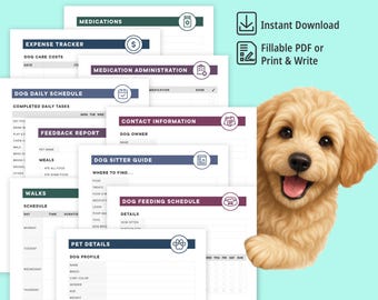 Pet Sitter Instructions, Pet Sitter Notes, Medication Log, Pet Care Planner, Pet Sitter Guide, Pet Planner, Pet Sit Form, Instant Download