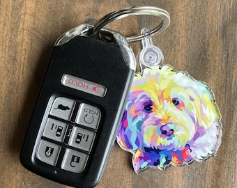 Colorful Dog Keychain, Goldendoodle, Stocking Stuffer, Back-to-School Backpack, Gift for kids, Dog Lover, Labradoodle, Bernedoodle, Dog Mom