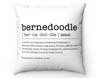 Bernedoodle Dictionary Definition Throw Pillow, Doodle Gift, Home Decor, Gift for Dog Owner, Doodle Dog Lover, Housewarming Gift