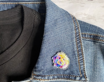 Dog Lapel Pin, Acrylic Pin, Stocking Stuffer, Back-to-School Backpack, Cute Pin, Push Pin, Colorful Mini Goldendoodle, Gift for kids