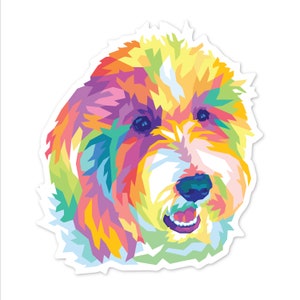Labradoodle Sticker, Colorful Rainbow Dog Sticker, Goldendoodle Sticker, Fun Gift for Doodle Dog Lover, Dog Owner Gift, Mother&#39;s Day Gift