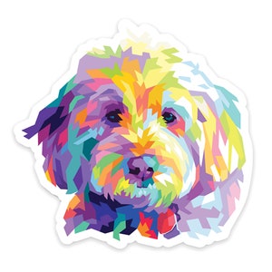 Sticker clavier Goldendoodle 2 pouces, autocollant Labradoodle, autocollant bouteille d'eau, bas de Noël, petit cadeau pour amoureux des chiens