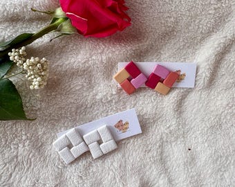 Granny Square Crochet Polymer Clay Earring Studs