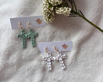 Polymer Clay Handmade Cross Earring