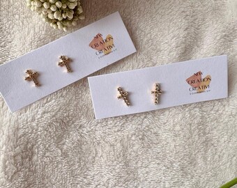 Gold plated Dainty Cross Stud Earring