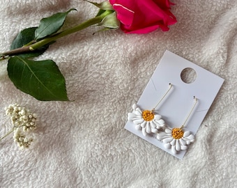 Drop Daisy Polmer Clay Earrings