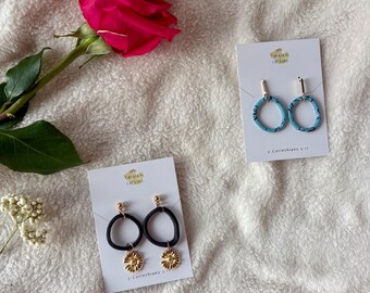 Funky Medium Polymer Clay Circle Earrings