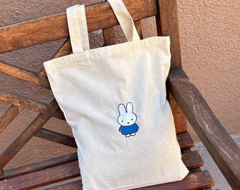 Handmade embroidered miffy tote bag - miffy tote - miffy bag - bunny tote