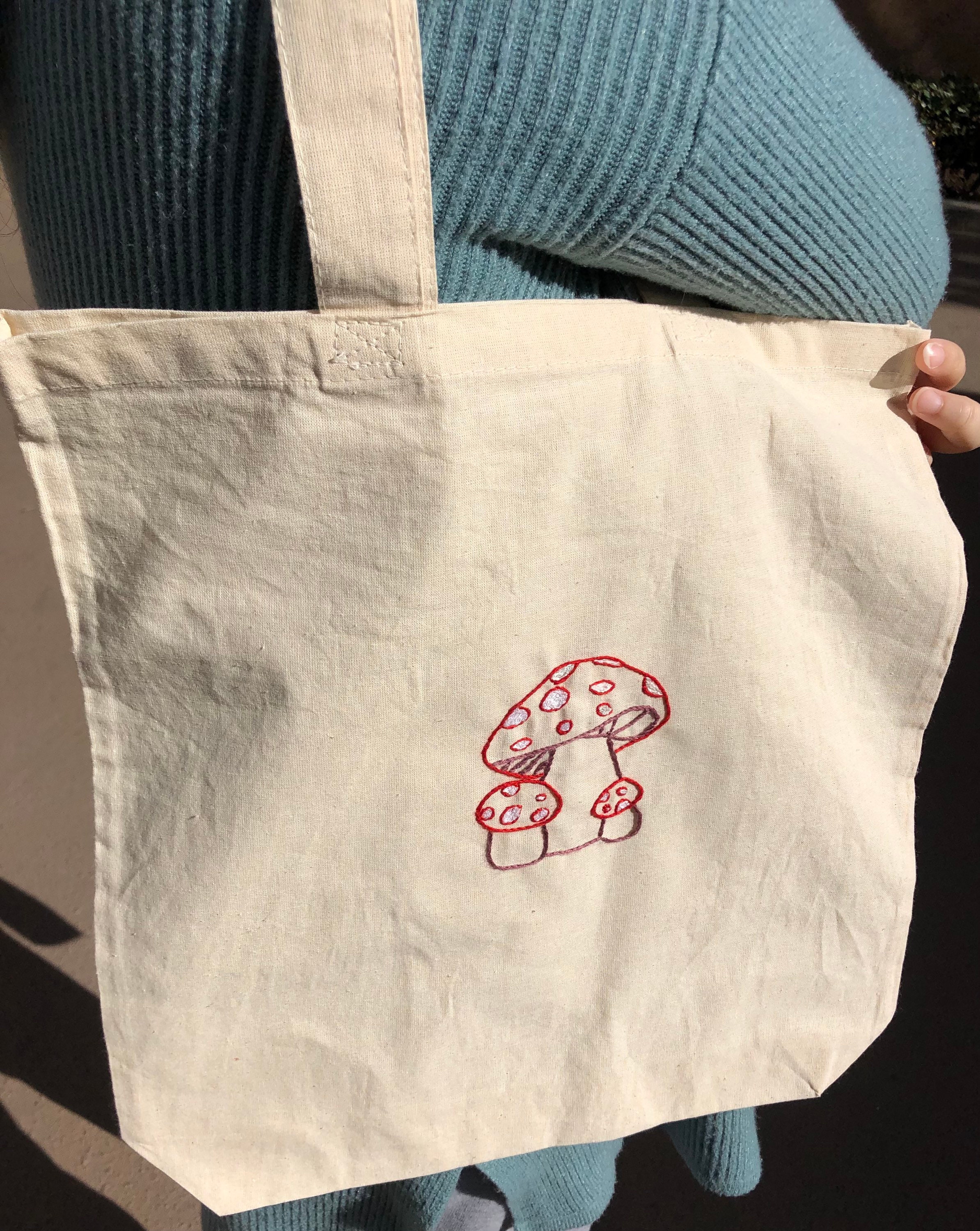 Handmade embroidered mushroom tote bag mushroom tote bag Etsy