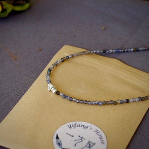 Lovely Iolite Necklace/Gemstone faceted Beads/Sterling Silver Necklace/Gemstone Jewelry