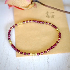 Beautiful Garnet Anklets/Gemstone Jewelry/Beaded Stacking Anklets/January Birthstone