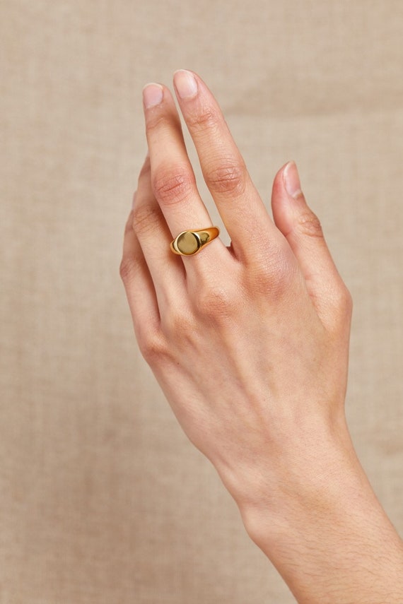 S 925 18K Gold Gold Plated Seal Ring Etsy Australia