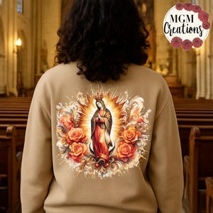 Our Lady of Guadalupe Sweatshirt–Virgen de Guadalupe Sweater–Catholic Religious Gift – Cozy Faith Based Clothing–Latina Spiritual Apparel