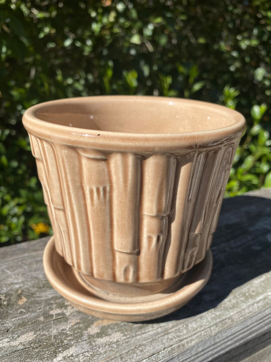 Vintage Mccoy Green Thumb Pot & Saucer Etsy