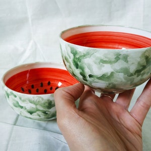 Ceramic Watermelon Bowls Handmade on 3 sizes Medium (1 piece)