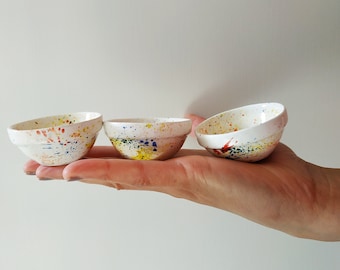 Handmade Dipping Bowls Ceramic (Set of 3), colorful in 2 sizes