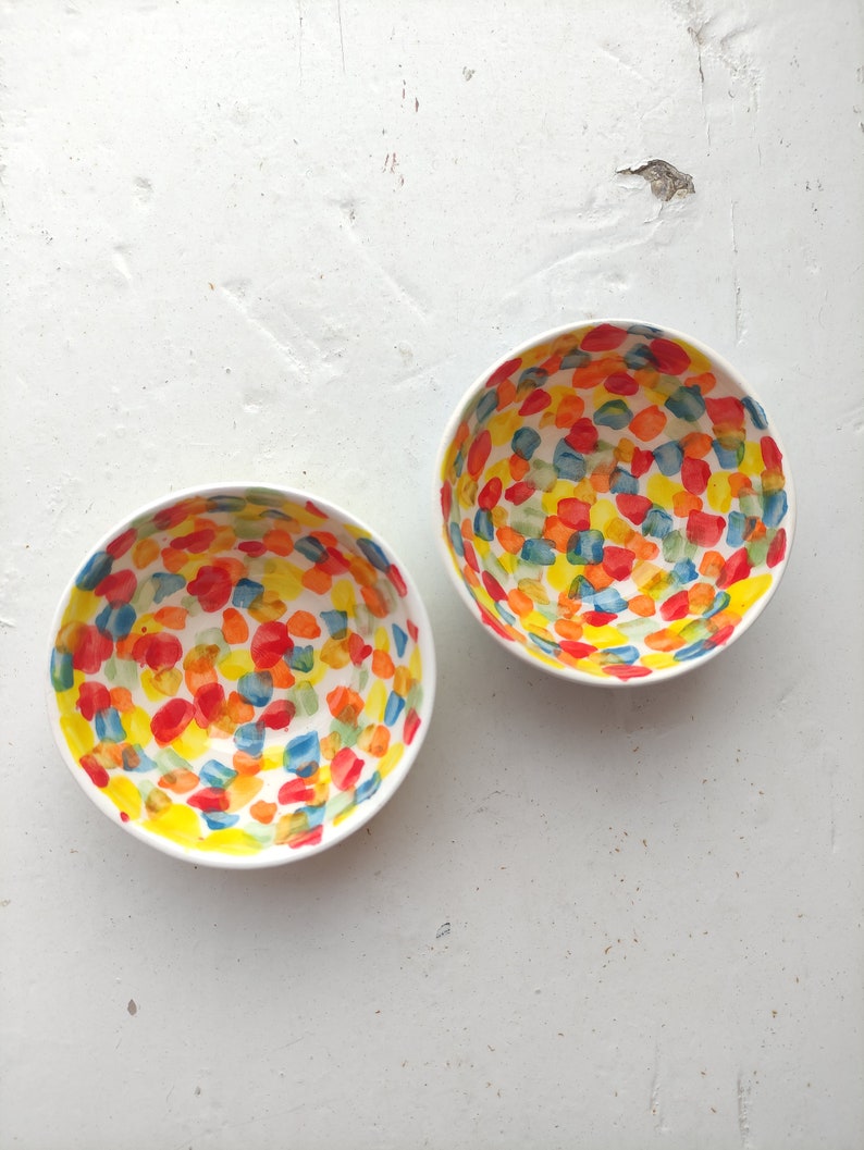 Handmade Dipping Bowls Ceramic Set of 2, colorful image 1