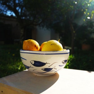 Large Serving Bowl Ceramic Handmade with fish decor image 4