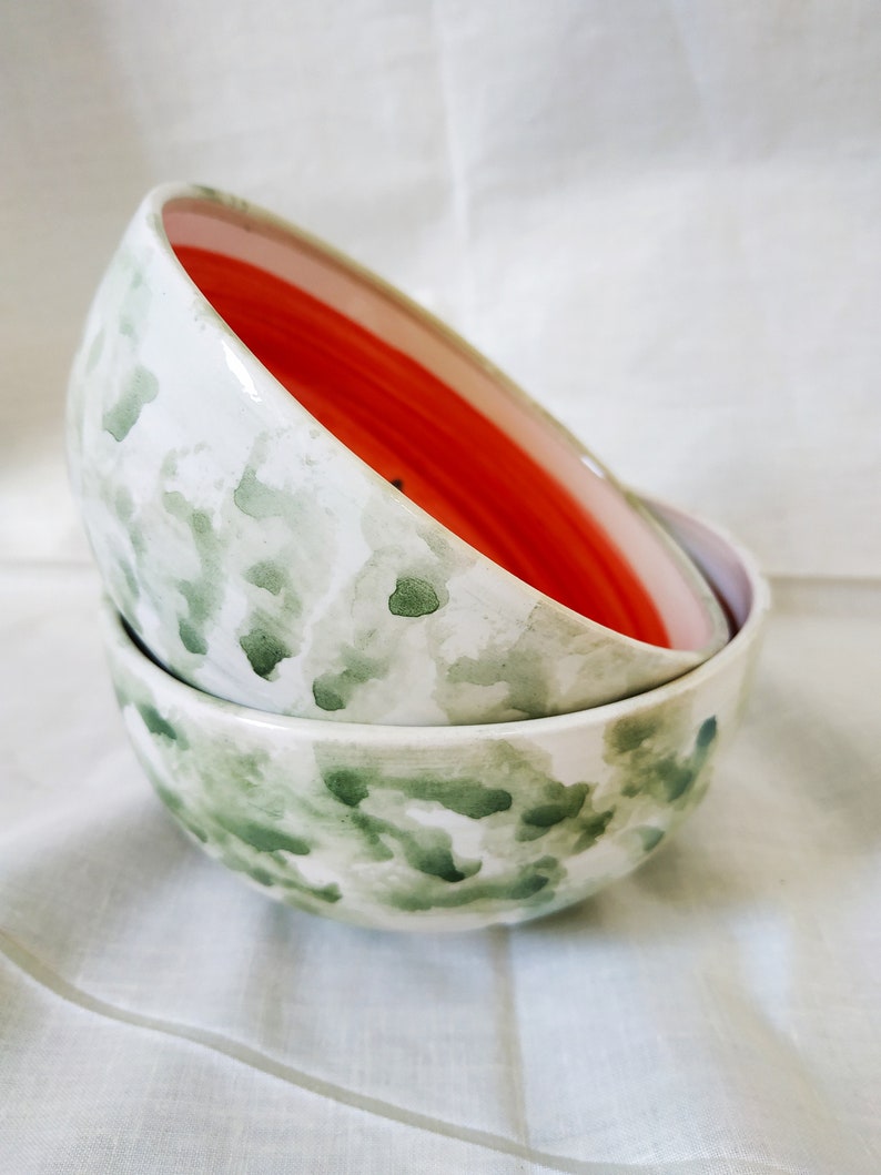 Ceramic Watermelon Bowls Handmade on 3 sizes image 4