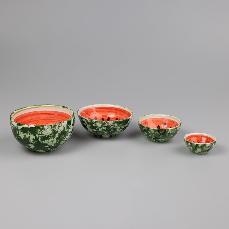 Ceramic Watermelon Bowls Handmade on 3 sizes image 1