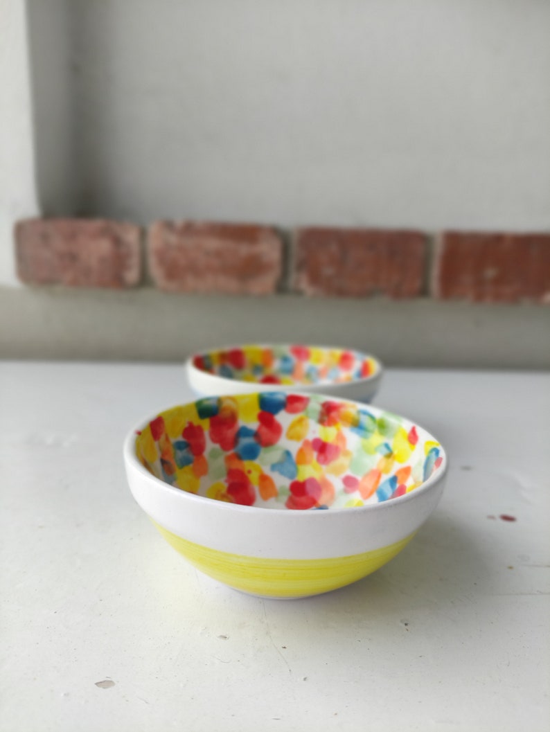 Handmade Dipping Bowls Ceramic Set of 2, colorful image 3